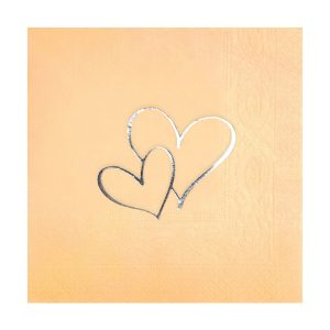 Story 33 x 33 cm gümüş varak baskılı bej renkli kağıt peçete