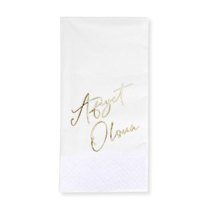 Story Afiyat Olsun altın varak baskılı beyaz renkli kağıt peçete