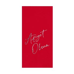 Story Afiyat Olsun gümüş varak baskılı kırmızı renkli kağıt peçete