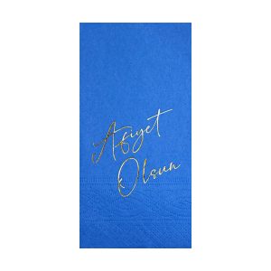 Story Afiyat Olsun altın varak baskılı mavi renkli kağıt peçete