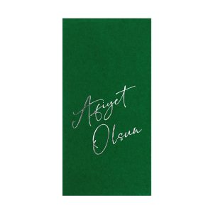 Story Afiyat Olsun altın varak baskılı yeşil renkli kağıt peçete