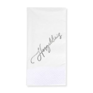 Story Hoşgeldiniz gümüş varak baskılı beyaz renkli kağıt peçete