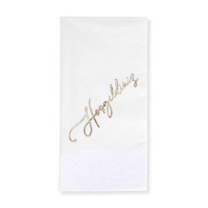 Story Hoşgeldiniz altın varak baskılı beyaz renkli kağıt peçete