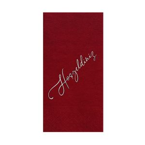 Story Hoşgeldiniz gümüş varak baskılı bordo renkli kağıt peçete