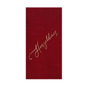 Story Hoşgeldiniz galtın varak baskılı bordo renkli kağıt peçete