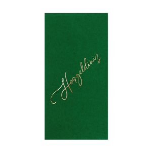 Story Hoşgeldiniz altın varak baskılı yeşil renkli kağıt peçete