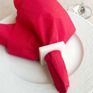 Kare Beyaz Akrilik Peçete Halkası