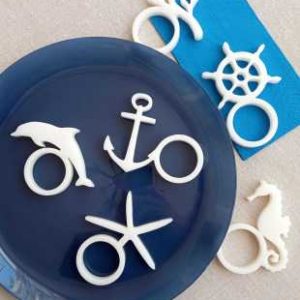 Deniz Marin Beyaz Akrilik Peçete Halkası