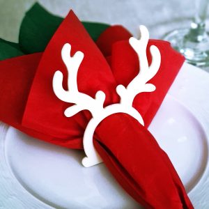 Geyik Boynuzları Beyaz Akrilik Peçete Halkası