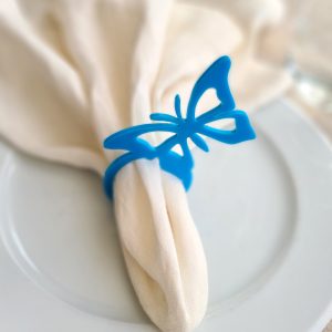 Kelebek Mavi Akrilik Peçete Halkası