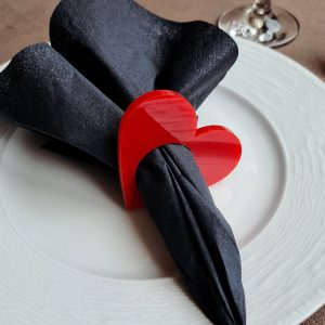 Kalp Kırmızı Akrilik Peçete Halkası