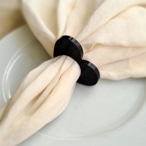 Kalp Siyah Akrilik Peçete Halkası