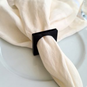 Kare Siyah Akrilik Peçete Halkası