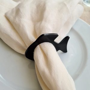 Balık Siyah Akrilik Peçete Halkası