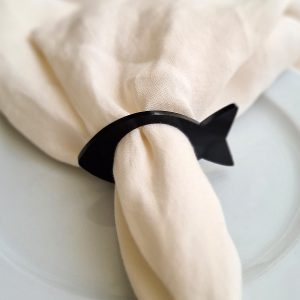 Balık Siyah Akrilik Peçete Halkası