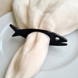 Balık Siyah Akrilik Peçete Halkası