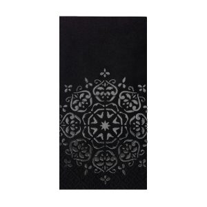 33x33 cm Antrasit Gri Varak Mandala Desenli 16'lı 1/8 Katlama Siyah Renkli Kağıt Peçete