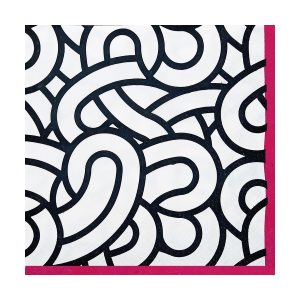 33x33 cm Siyah Çizgi Desenli 3 Katlı 20'li Kare Beyaz Renkli Kağıt Peçete