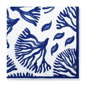 33x33 cm Daycare Deniz Yosunları Marin Desenli 3 Katlı 20'li Kare Beyaz Renkli Kağıt Peçete