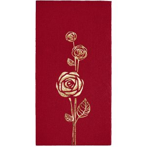 40x40 Cm Altın Varak Güller Desenli 16'lı Bordo Renkli Kağıt Peçete