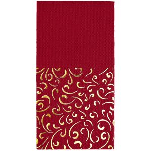 40x40 Cm Altın Varak Ebruli Desenli 16'lı Bordo Renkli Kağıt Peçete