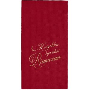 40x40 Cm Altın Varak Hoşgeldin Ya Şehri Ramazan Desenli 16'lı Bordo Renkli Kağıt Peçete