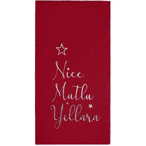 40x40 Cm Gümğş Varak Nice Mutlu Yıllara Desenli 16'lı Bordo Renkli Kağıt Peçete