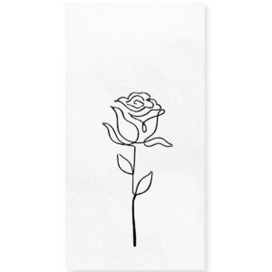 40x40 Cm Siyah Varak Gül Desenli 16'lı Beyaz Renkli Kağıt Peçete