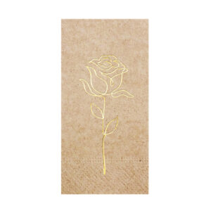 33x33 Cm Altın Varak Gül Desenli 16'lı 1/8 Katlama Kraft Renkli Kağıt Peçete