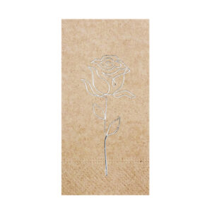 33x33 Cm Gümüş Varak Gül Desenli 16'lı 1/8 Katlama Kraft Renkli Kağıt Peçete