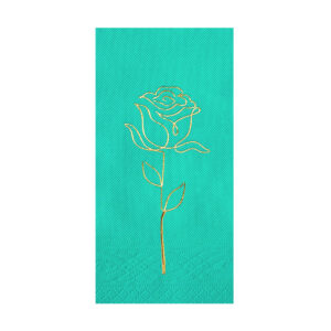 33x33 Cm Altın Varak Gül Desenli 16'lı 1/8 Katlama Turkuaz Renkli Kağıt Peçete