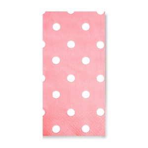 33x33 cm Beyaz Puantiye Desenli 2 Katlı 20'li 1/8 Katlama Açık Pembe Renkli Kağıt Peçete