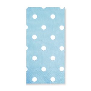 33x33 cm Beyaz Puantiye Desenli 2 Katlı 20'li 1/8 Katlama Açık Mavi Renkli Kağıt Peçete