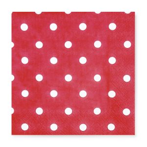 33x33 cm Beyaz Puantiye Desenli 2 Katlı 20'li Kare Bordo Renkli Kağıt Peçete