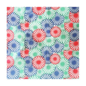 33x33 Cm 3 Katlı 20'li Yeşil Lacivert Kırmızı Papatya Desenli Kağıt Peçete