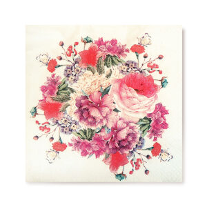 30x30 Cm 2 Katlı 20'li Çiçek Buketi Desenli Kağıt Peçete