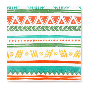 33x33 Cm Daycare Renkli Motif Desenli 3 Katlı 20'li Kare Beyaz Renkli Kağıt Peçete