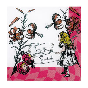 33x33 Cm 2 Katlı Alice Desenli 20'li Pembe Fuşya Renkli Kağıt Peçete