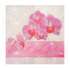 33x33 cm Orkide Çiçeği Desenli 2 Katlı 20'li Açık Gri Renkli Kağıt Peçete