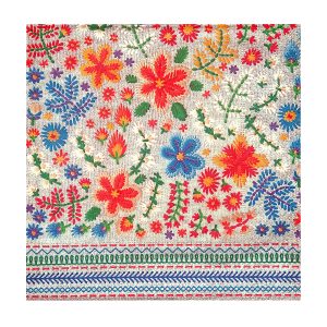 33x33 Cm 3 Katlı Renkli Çiçekler Desenli 20'li Renkli Kağıt Peçete