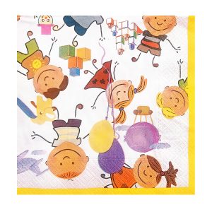 33x33 Cm 2 Katlı Oynayan Çocuklar Desenli 20'li Renkli Kağıt Peçete