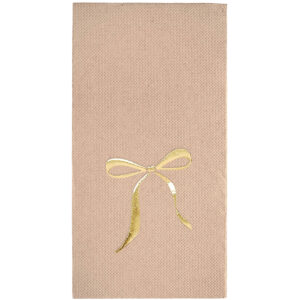 40x40 cm Altın Varak Fiyonk Kurdele Desenli 16'lı Kraft Renkli Kağıt Peçete