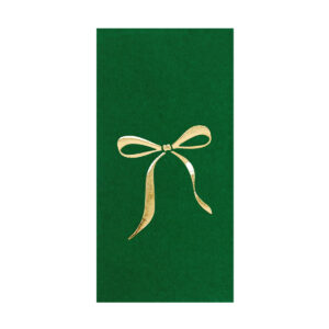 33x33 cm Altın Varak Fiyonk Kurdele Desenli 16'lı Yeşil Renkli Kağıt Peçete