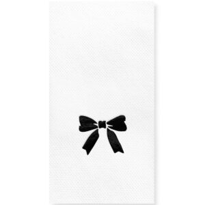 40x40 cm Siyah Varak Fiyonk Kurdele Desenli 16'lı Beyaz Renkli Kağıt Peçete