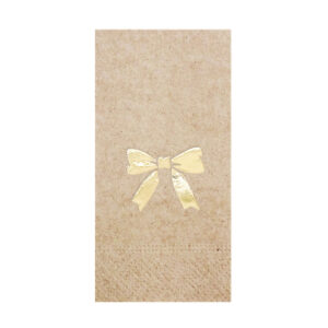 33x33 cm Altın Varak Fiyonk Kurdele Desenli 16'lı Kraft Renkli Kağıt Peçete