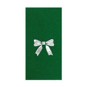 33x33 cm Gümüş Varak Fiyonk Kurdele Desenli 16'lı Yeşil Renkli Kağıt Peçete