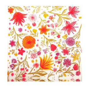 33x33 Cm Daycare Kır Çiçekleri Floral Desenli 3 Katlı 20'li Kare Beyaz Renkli Kağıt Peçete