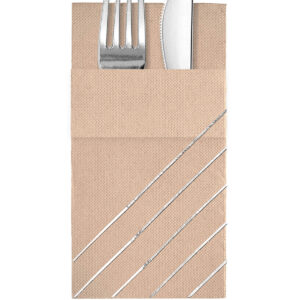 40x40 cm Gümüş Varak Çizgi Desenli 16'lı Cepli Kraft Renkli Kağıt Peçete