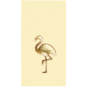 40x40 cm Altın Varak Flamingo Tropikal Parti Desenli 16'lı 1/8 Katlama Krem Renkli Kağıt Peçete