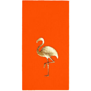 40x40 cm Altın Varak Flamingo Desenli 16'lı 1/8 Katlama Turuncu Renkli Kağıt Peçete